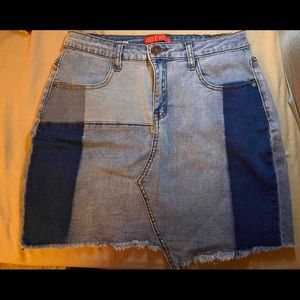 High rise denim skirt